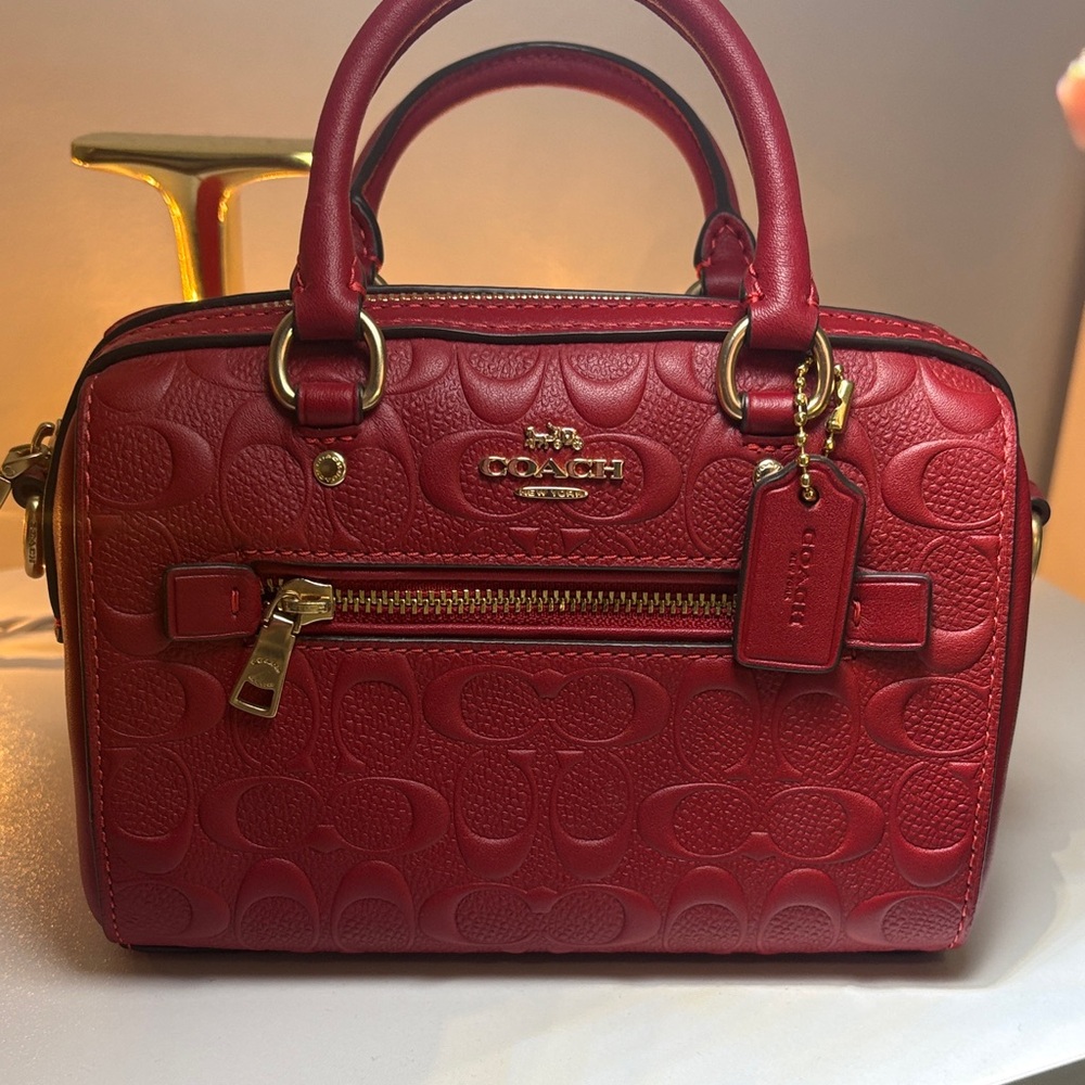 Coach Cherry Red Embossed Satchel